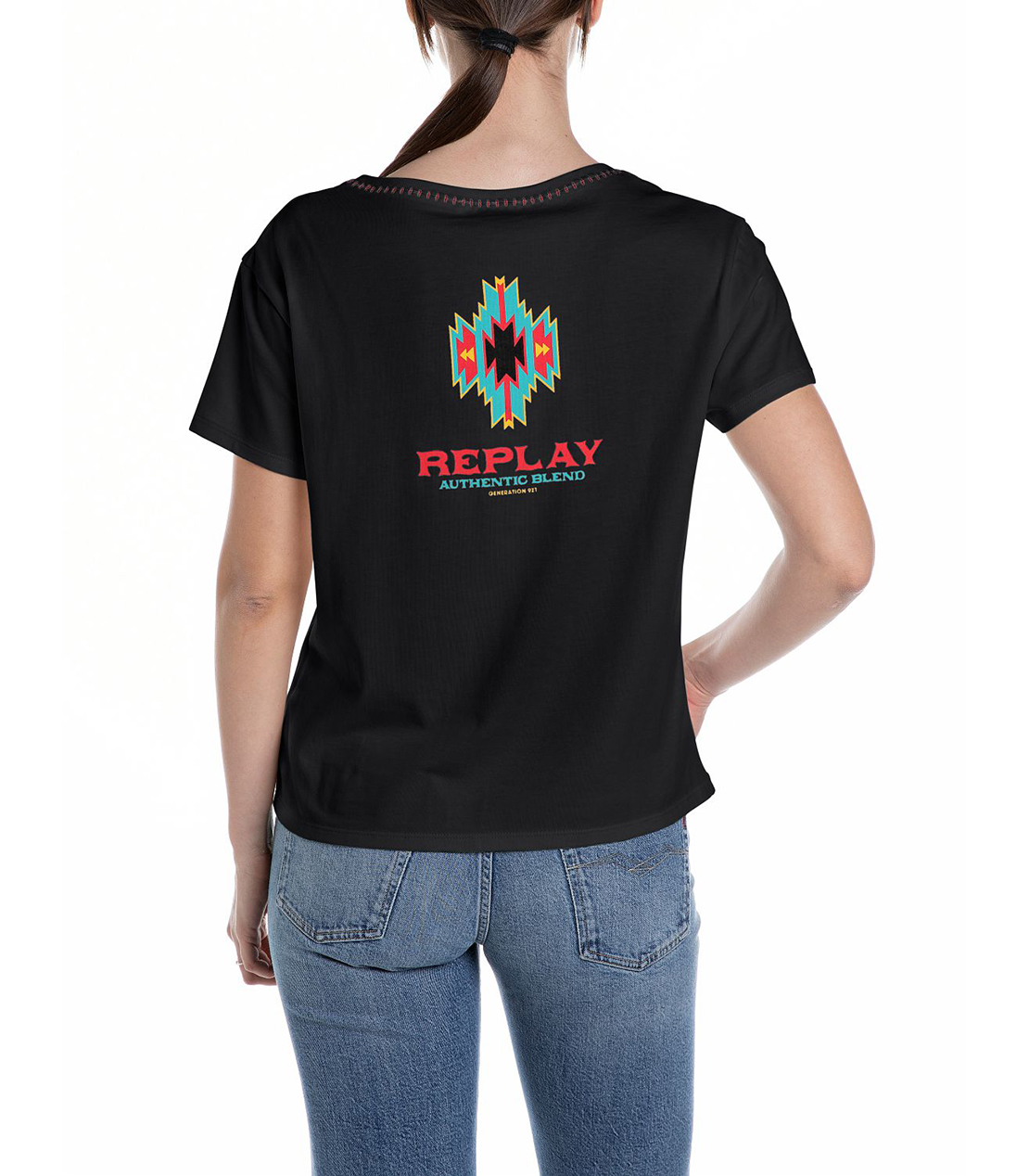 オーバーフィット幾何学模様のグラフィックTシャツ 詳細画像 ブラックボード 2